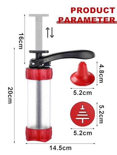 Cookie Press Set, Churro Maker with 12 Discs and 10 Cake Decorating Tips, Cookie Press for Biscuit and Churro, Red