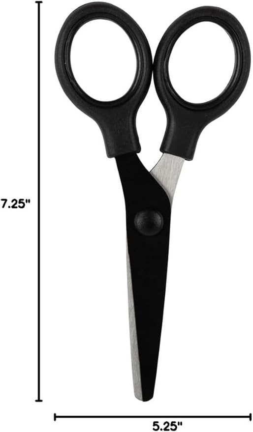 JAM PAPER Multi-Purpose Mini Scissors - 5 Inch - Black - Soft Grip & Stainless Steel Precision Blades - Sold Individually