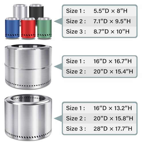 HGD Tabletop Fire Pit, Smokeless Firepit Outdoor, Mini Fire Pit for with Carry Bag for Camping Backyard Patio Garden Picnic, Silver