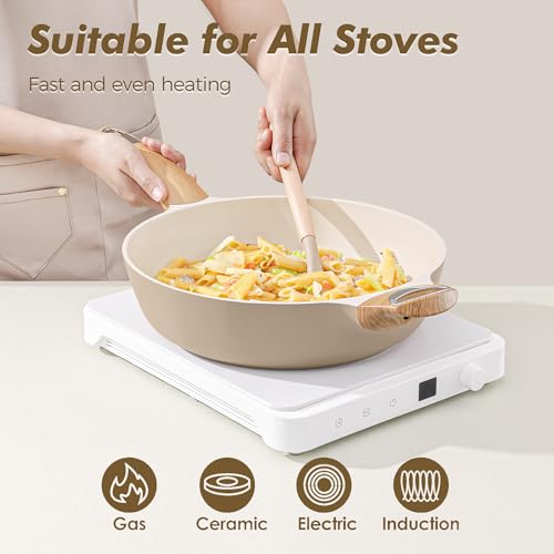 SENSARTE Ceramic Cookware Sets, Pots and Pans Set Non stick, Non toxic Healthy Induction Cookware, 26 Pcs Nonstick Kitchen Cooking Set, w/Frying Pans Set, Saucepans Set