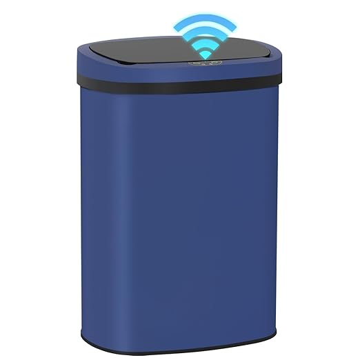 PayLessHere | 13 Gallon Stainless Steel Trash Can | Deep Blue | Automatic Touchless Lid with Motion Sensor | Kitchen Garbage Can with Waterproof Design | for Home, Office, Bathroom | Pack of 1