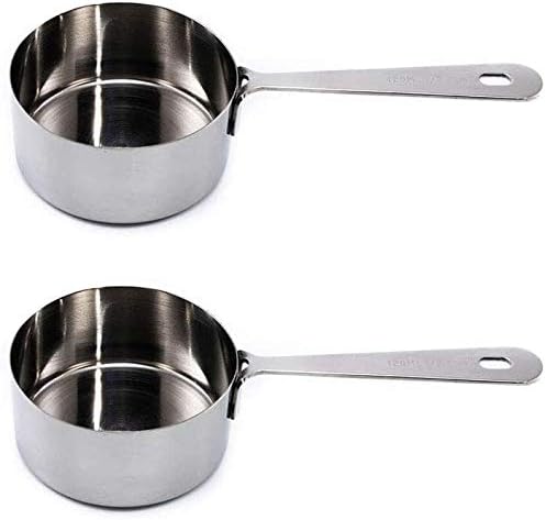 Honey Bear Kitchen 1/2 Cup 120 ml Measuring Scoop Cups, Polished Stainless Steel (Set of 2)