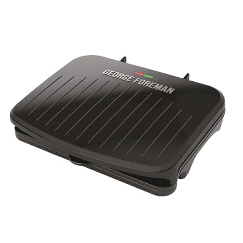 George Foreman Family-Size Grill & Panini Press, Nonstick Ceramic Coating, Fat-Removing Slope, Adjustable Angle, Indoor/Outdoor Use