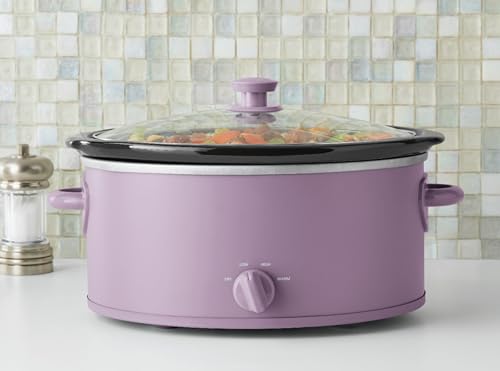 Slow Cooker 6 Quart Large Capacity Three Temperature Settings, Lilac Flower for Home Cooking and Meal Preparation