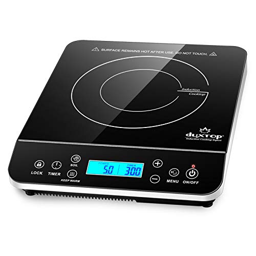 Duxtop Portable Induction Cooktop, Countertop Burner Induction Hot Plate with LCD Sensor Touch 1800 Watts, Silver 9600LS BT-200DZ