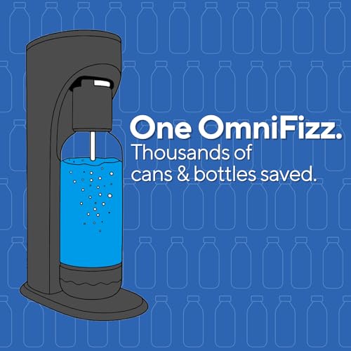 Drinkmate OmniFizz Sparkling Water Maker & Soda Streaming Machine | Carbonates Any Drink | SPECIAL BUNDLE | Includes 60L CO2 Cartridge + Two BPA-Free Bottles (Matte Black)