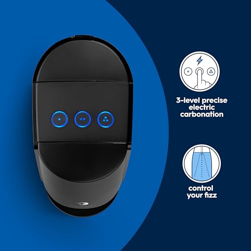 SodaStream - E-TERRA Soda Maker | VALUE BUNDLE | 3 Automatic Carbonation Levels | Includes 2x CO2 Cylinders, 3x 32 Fl Oz Dishwasher Safe Bottles, 2x Bubly Fruit Flavor Drops, 1x Power Adapter | Black