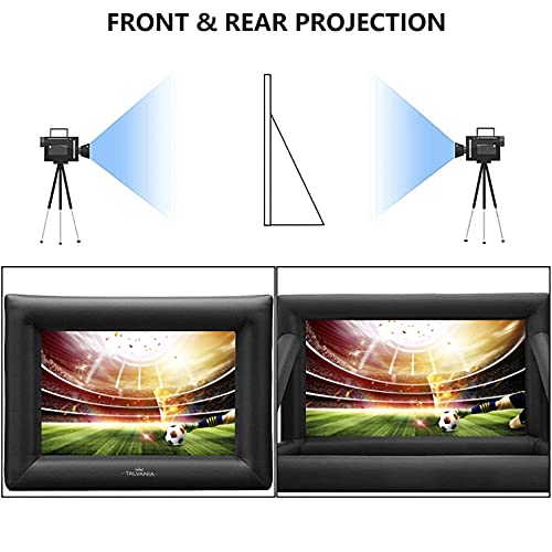 Talvania 12 Feet Inflatable Projector Screen for Outdoor and Indoor TV Movie Watching Blower, Tie Downs, Stakes, Sandbags, and Storage Bag + Step-by-Step Guide, Quick Blow Up (Black)