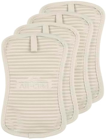 All-Clad Premium Pot Holder & Hot Pad: Heat Resistant to 500 Degrees - 100% Cotton, 10"x6.25" Hot Pad for Kitchen and Barbeque, 4-Pack, Almond
