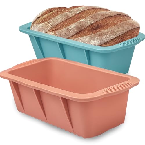 Koolstuffs Silicone Bread Loaf Pan, 2 PCS Rectangular Non-Stick Baking Mold Pans for Oven, Bread, Cake, Easy Release