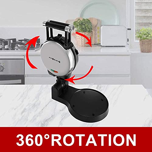 Health and Home 360 Rotating Belgian Multifunction Nonstick Baking Waffle Maker with 2 sets of Interchangeable Belgian Waffle and Omelet Baking plates