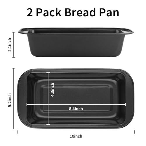 Novery 2PCS Nonstick Bread Pan - 8” x 4” Carbon Steel Loaf Baking Pans, Dishes，Rectangle Baking Supplies for Homemade Bread, Meatloaf, Cakes, Sourdough, Brownies, and Lasagnas