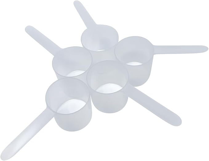 94 mL (94 CC | 3.18 Oz.) Long Handle Plastic Measuring Scoop for Coffee, Protein Powder, Pet Food, Spices, Grains, Dry Goods – Food-Grade BPA-Free (Pack of 5)