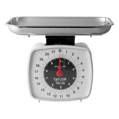 Taylor Analog Kitchen Scale Mechanical Food Scale, 22 lb Capacity, Multicolor