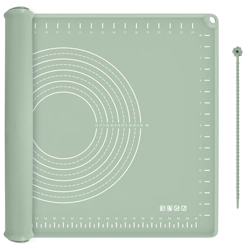 Silicone Baking Mat 28" x 20", Extra Thick Dough Rolling Mat with Measurements and Edge Heightening, Non-stick Food Grade Silicone Pastry Mat for for Pastry, Bread, Cookies, Pizza, Fondant, Pasta