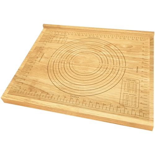 Montex Pastry Board with Measurement 23.5“ x 19.5", Kneading Board Wood, Pastry Baking Board with Counter Lip