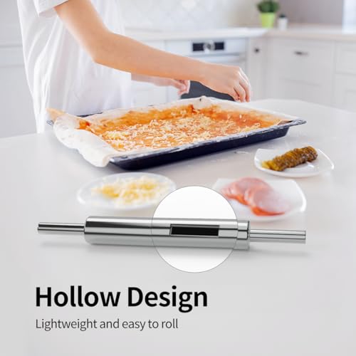 Rolling Pin (17 Inches) –304 Stainless Steel Roll Pins for Baking Pizza Dough Pie Cookie-Dough Roller& Smooth Construction - Essential Kitchen Utensil
