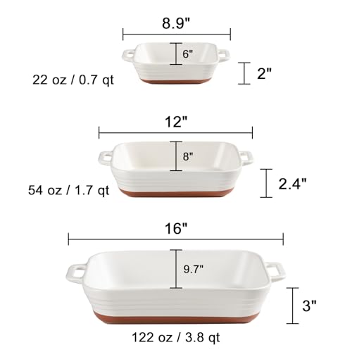 Sweejar Relief Casserole Dishes for Oven, Ceramic 9x13 Baking Pans Set for Cooking, Cake, Banquet and Daily Use, Rectangular Bakeware Set, Porcelain Baking Dish, Lasagna Pan Deep with Handles(Turquoise)