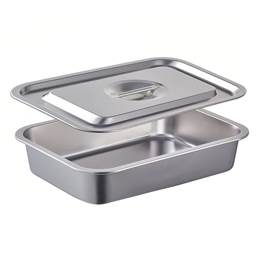 4 Inch Extra Deep Lasagna Baking Pan with Lid, 11x14 Inch 7.4QT Large Stainless Steel Nonstick Lasagna Baking Roasting Pans Casserole Dishes for Oven with Lids(M, 1 Pack)