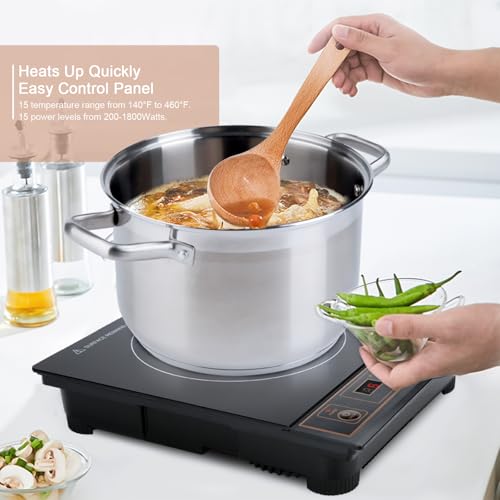 Duxtop 1800W Portable Induction Cooktop Countertop Burner, Silver 8120MC/BT-180G3