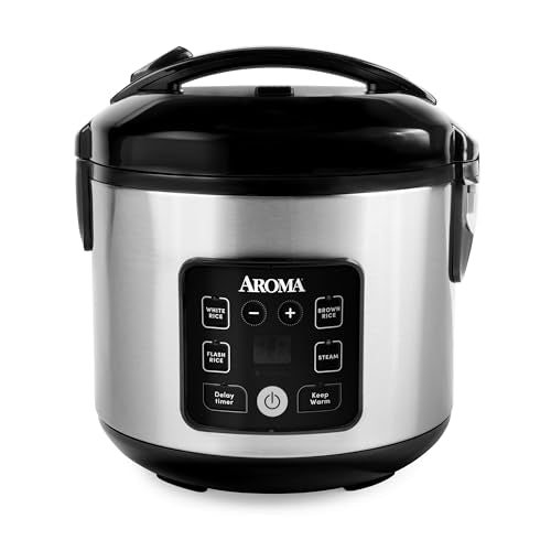 AROMA® CoreCoat™ Digital Rice Cooker & Steamer for Brown Rice with Nonstick Ceramic Coating (8 Cups Cooked, 4 Cups Uncooked)