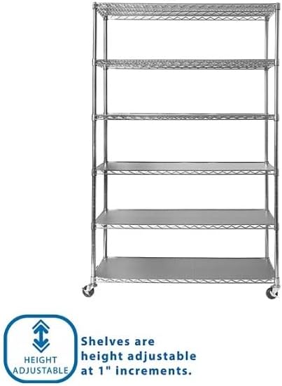 Generic Organize in Style with The Members Mark 6-Tier NSF Heavy Duty Wire Shelving, 47.75"" W x 18"" D x 75.5"" H (Granite, 1 PACK)