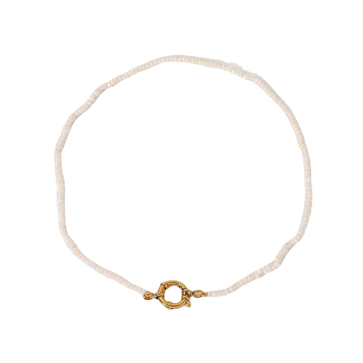 14K Gold Pearl Clavicle Necklace, OT Buckle Freshwater Pearl Beaded Necklace, Beautiful Women's Day, Birthday Gift for Wife,Girlfriend (style one, 14K)