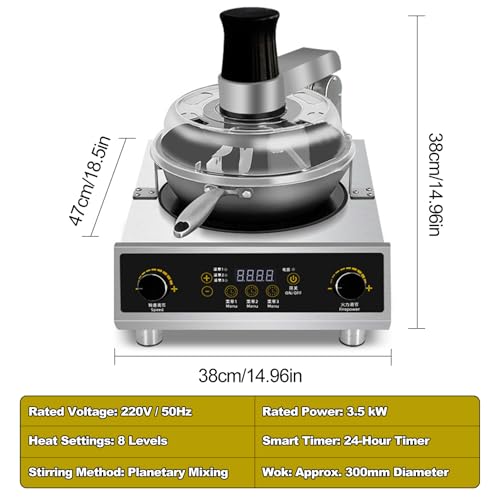 JUXDZISHW Electric Self Stirring Pot Automatic Cooking Machine, 3500W 200-1000g Automatic Pot Stirrer for Cooking, 360° Rotating Stir Fry Machine, Multi-Function Kitchen Robot for Stewing & Frying