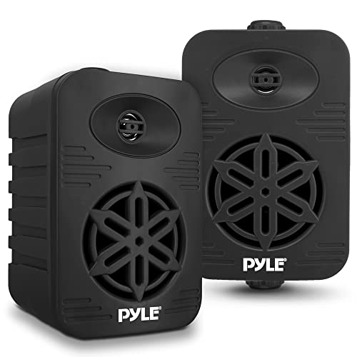Pyle Indoor Outdoor Speakers Pair - 300 Watt Dual Waterproof 4” 2-Way Full Range Speaker System w/ 1/2” High Compliance Polymer Tweeter - in-Home, Boat, Marine, Deck, Patio, Poolside - PDWR45BK