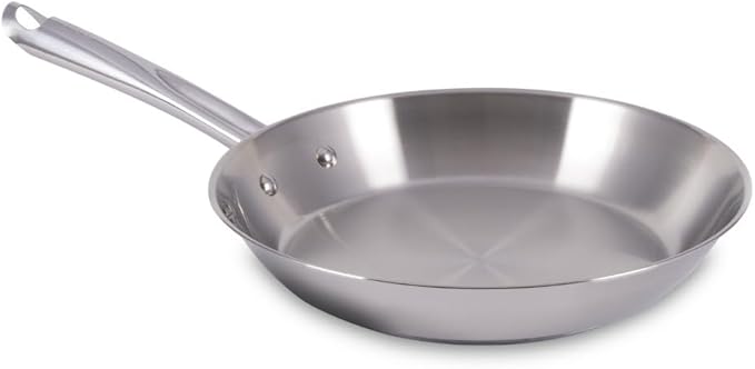 T-Fal Gourmet Stainless Steel Fry Pan 12.5 Inch Induction Compatible Skillet Pan, Fast and Even Heating, Oven Safe to 500F, Professional Grade Cookware for Home Chefs