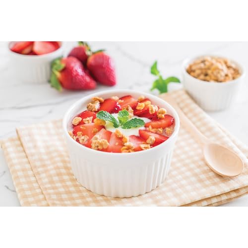 HIC Kitchen Souffle Ramekin, Fine Porcelain, For Baking Custards, Souffles, Condiments, And Desserts, 3-Ounce Capacity, Set of 6