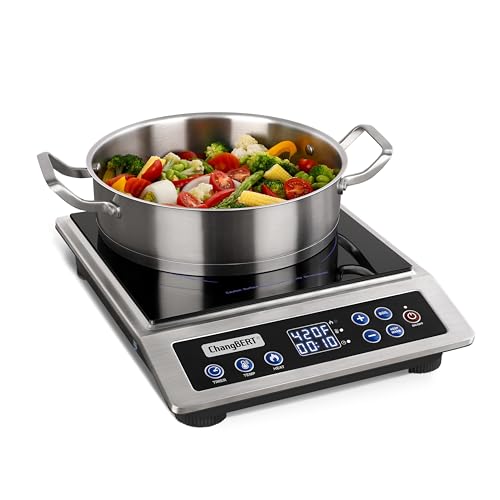 ChangBERT Portable Induction Cooktop Enhanced Version, One-Click Max Power 1800W Large Heating Coil Burner, Precise Temperature Control, NSF Certified Commercial Grade Low Noise Hot Plate