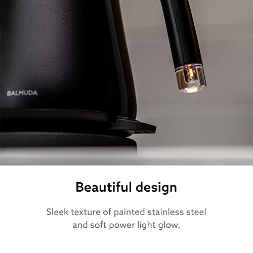 BALMUDA The Kettle | Electric Gooseneck Kettle | Lightweight | Stainless Steel | 0.6L (20fl oz) Capacity | Neon Light Indicator | Perfect for Tea and Coffee | US Version | Black