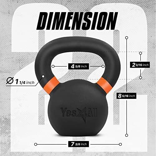 Yes4All Powder Coated Cast Iron Kettlebell Strength Training Kettlebells Weight Set for Full Body Workout, Home Gym