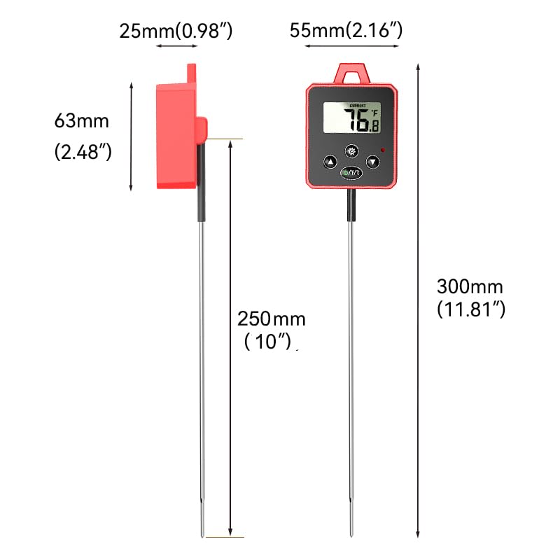 Digital Candy Thermometer with Pot Clip,Alarm Function,10'' Long Probe,Rotatable Display, Programmable Instant Read Food Candy Thermometer for Candy Making,Candle Smoker, Oil Cooking