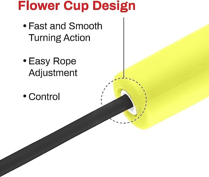 Buddy Lee Magic Speed Pro Fitness Jump Rope - | Ergonomically Designed Long Handles| Flower Cup Adjustment System| Endorsed by Jump Rope Champions | A Perfect Choice For Kids & Adults