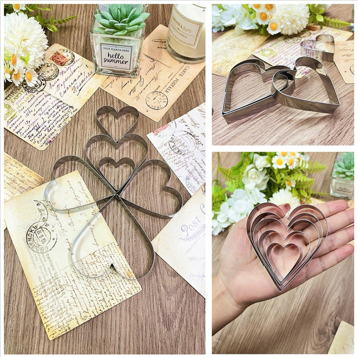5 Pack Cookie Cutters, Heart Cookie Cutter, Stainless Steel Cookie Cutters for Cookie, Biscuit, Sandwiches, Valentine's Day