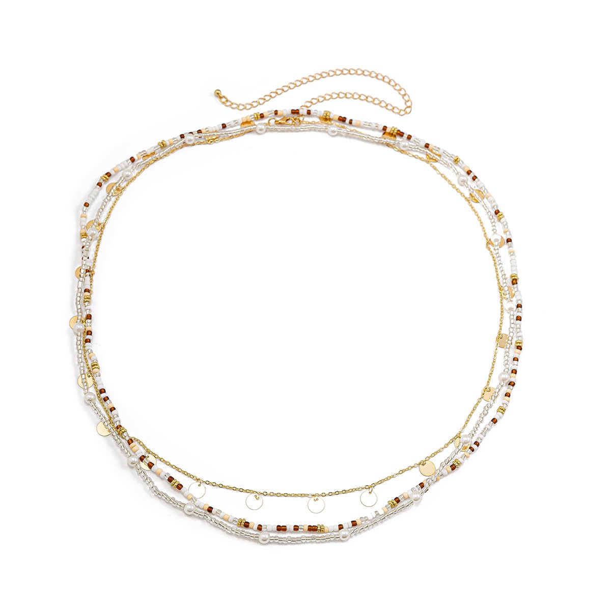 JFORYOU Gold Waist Chain for Momen 3PCS Layered Belly Chain Jewelry Summer Beach Beads Belly Waist Chain Adjustable Bikini African Boho Body Chain for Women