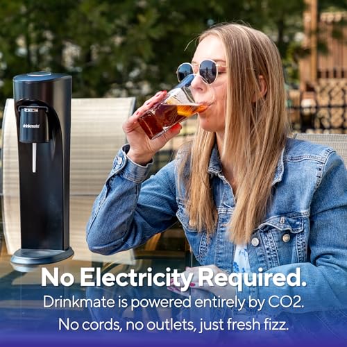 Drinkmate OmniFizz Sparkling Water Maker & Soda Streaming Machine | Carbonates Any Drink | ULTIMATE BUNDLE | Includes Three 60L CO2 Cartridges + Two BPA-Free Bottles (Matte Black)