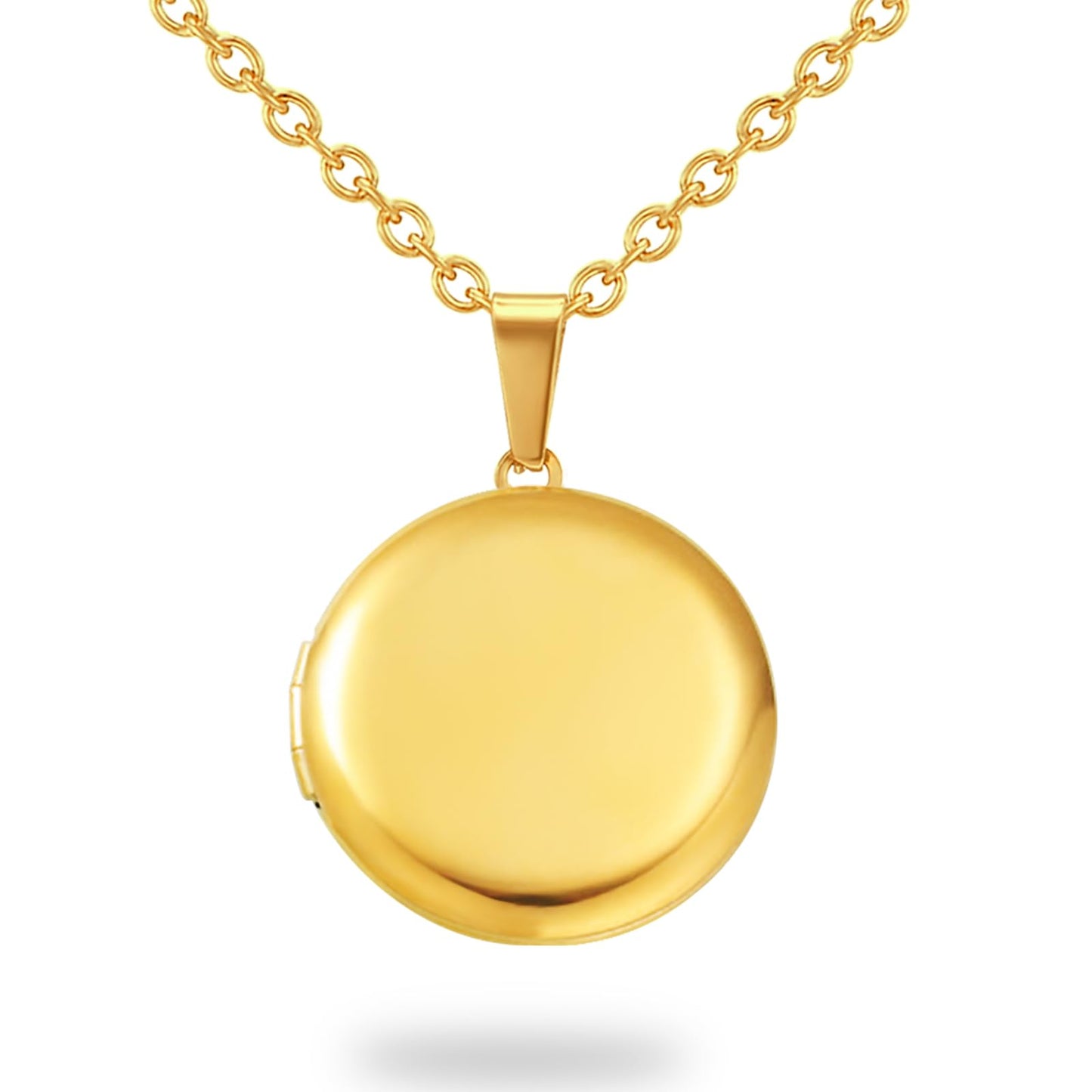 PHOCKSIN Gold Round Lockets Necklace for Girlfriend Locket Necklaces that Holds 2 Pictures Memorial Lockets for Women