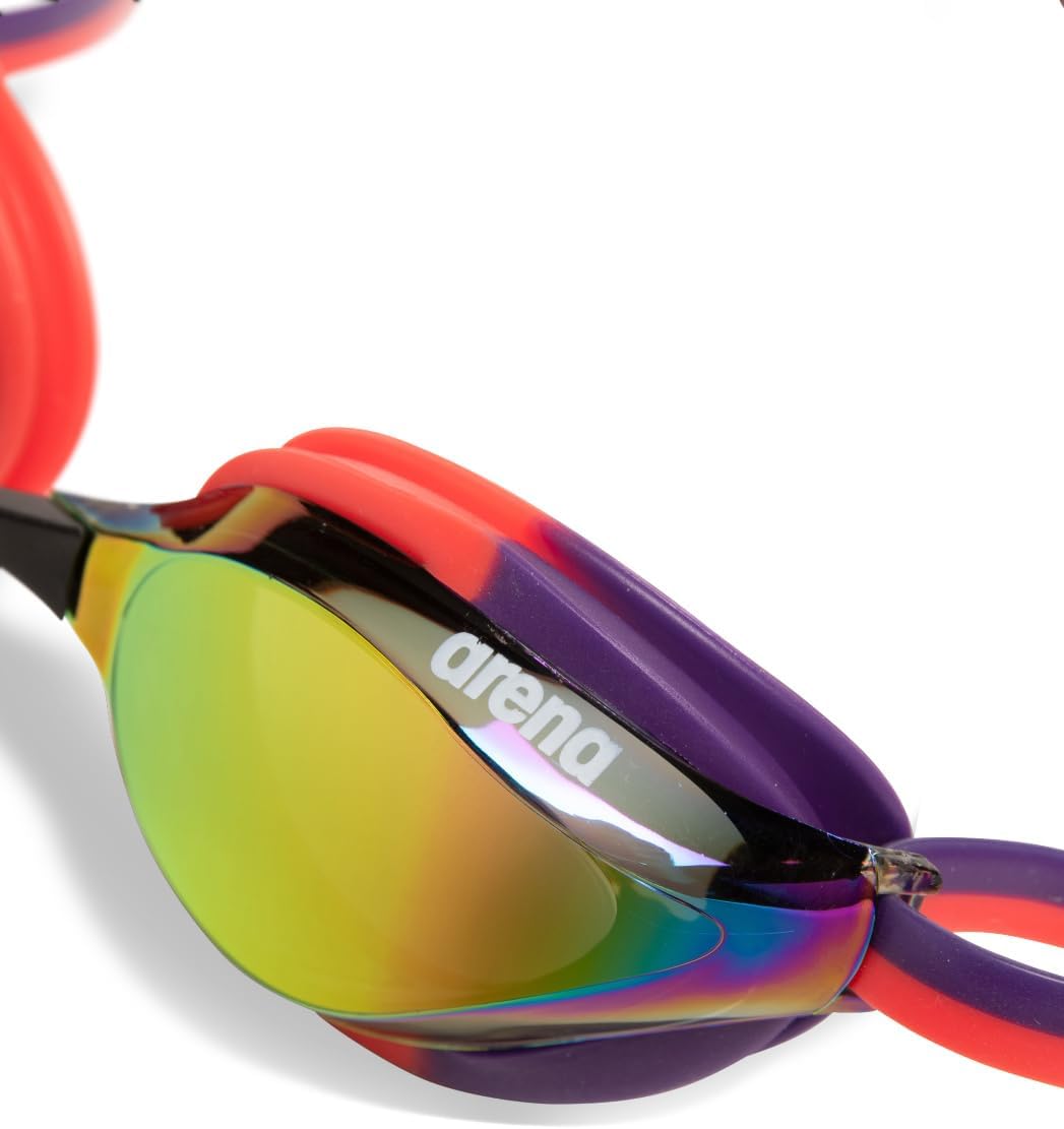 ARENA Unisex Python Racing Swim Goggles for Men and Women Anti-Fog No Leak Max Comfort Dual Strap, Mirror/Non-Mirror Lens