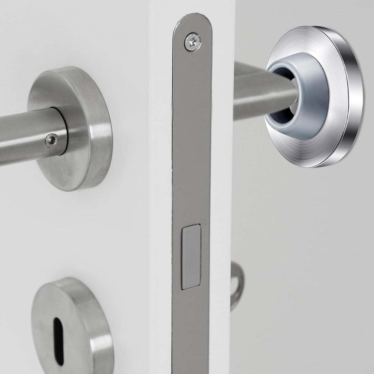 Blulu Concave Wall Door Stopper Door Bumper Stainless Steel Wall Protector Flush Bumper with Grey Rubber Concave Knob Cover Stopper(Silver,4 Pieces)