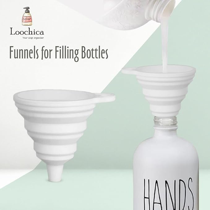 LOOCHICA 2 Pack Glass Soap Dispenser Set with Tray, Hand and Dish Glass Soap Dispensers for Kitchen Sink, Kitchen Soap Dispenser Set Suitable for Black and White Kitchen Decor