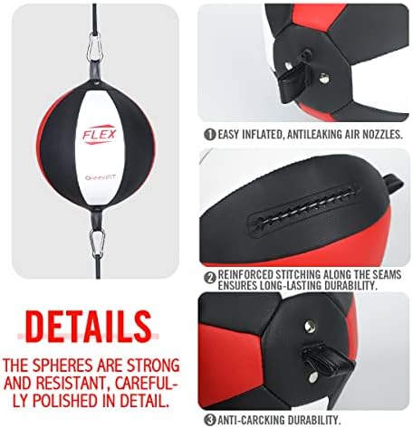 Flex Double End Punching Bag - Bungee Cords w/Special Flex Adjustable System - Durable Bladder Speed Bag - Boxing Training Equipment for Adults - Home Gym Accessories