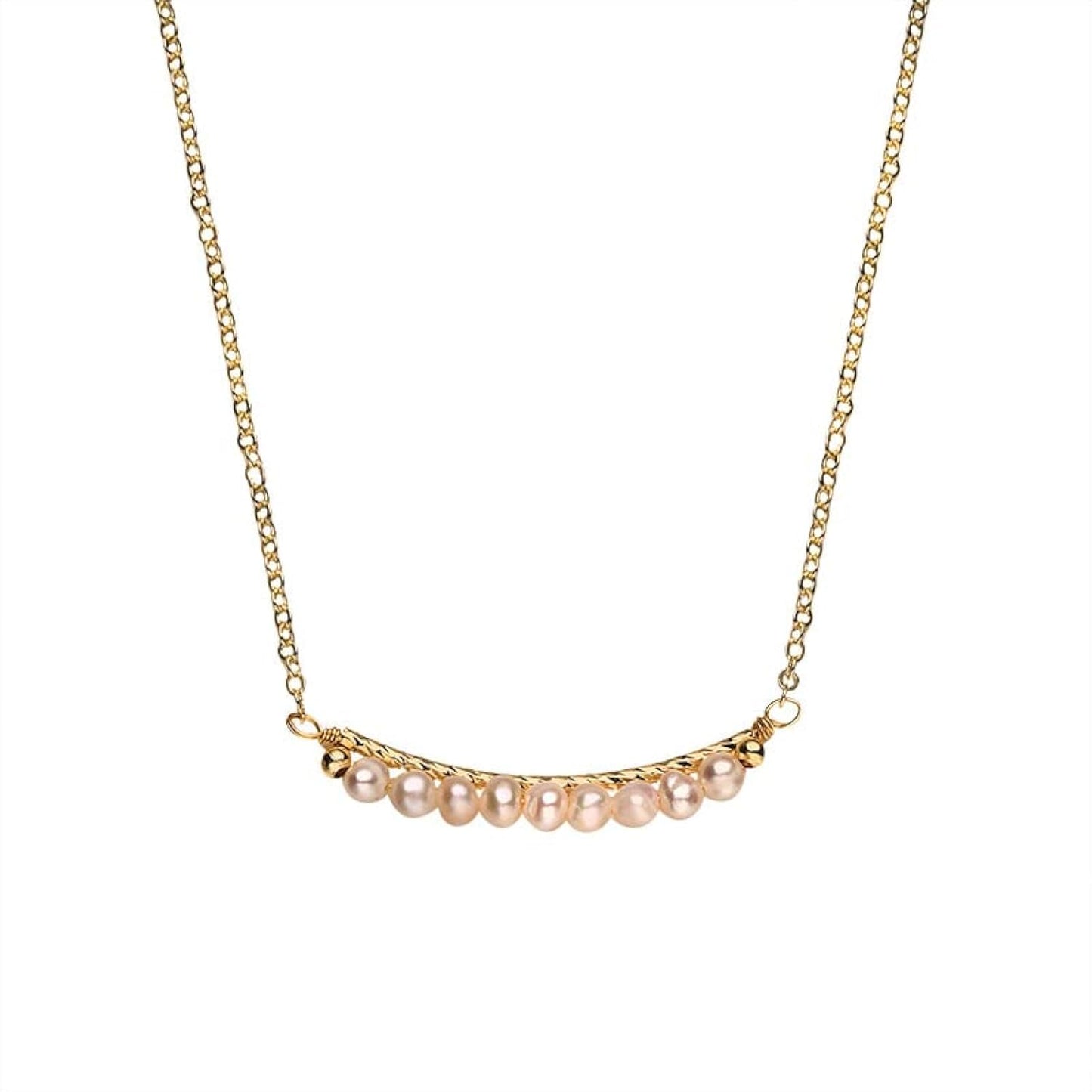 14K Gold Freshwater Cultured Baroque Pearl Choker Necklace, Dainty Chain, Gift for Her (9 Pearls)