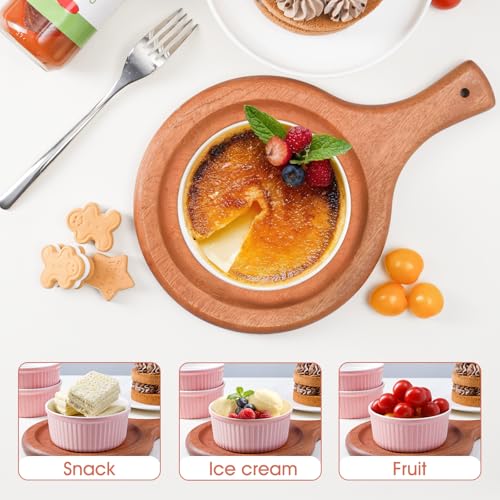 NUTRIUPS Pink Ramekins 14oz Oven Safe Set of 4, Porcelain Pudding Cups for Creme Brulee Souffle, Ceramic Ramekins Set for Baking