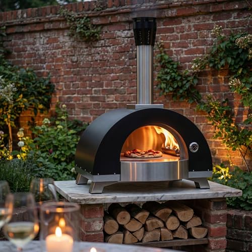 Empava Professional Wood Fired Pizza Oven Outdoor with Thermometer & Accessories, Artisan Cooking Grill for Backyard, Patio, Camping