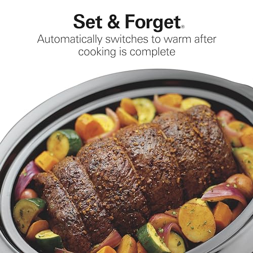 Hamilton Beach Portable 7 Quart Programmable Slow Cooker with Three Temperature Settings, Lid Latch Strap for Easy Travel, Dishwasher Safe Crock, Black (33474G)