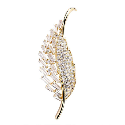 AILONMEI Elegant Gold Leaf Brooch Pin Corsage Brooches Jewelry for Women Fashion Pearl Costume Broaches and Pins (Gold)