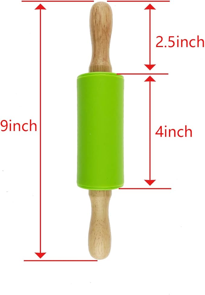 2 Pack Small Rolling Pin for Kids, Kids Rolling Pin for Home Kitchen (9 Inch)